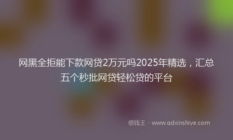 网黑全拒能下款网贷2万元吗2025年精选，汇总五个秒批网贷轻松贷的平台