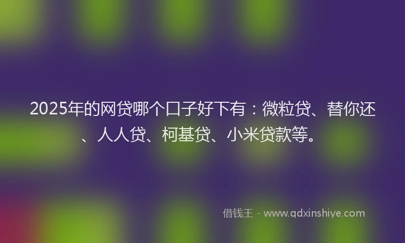 2025年的网贷哪个口子好下有：微粒贷、替你还、人人贷、柯基贷、小米贷款等。