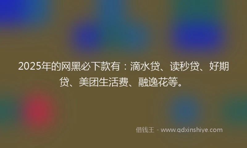 2025年的网黑必下款有：滴水贷、读秒贷、好期贷、美团生活费、融逸花等。