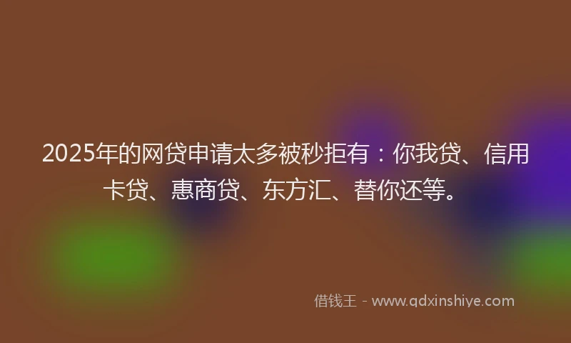 2025年的网贷申请太多被秒拒有：你我贷、信用卡贷、惠商贷、东方汇、替你还等。