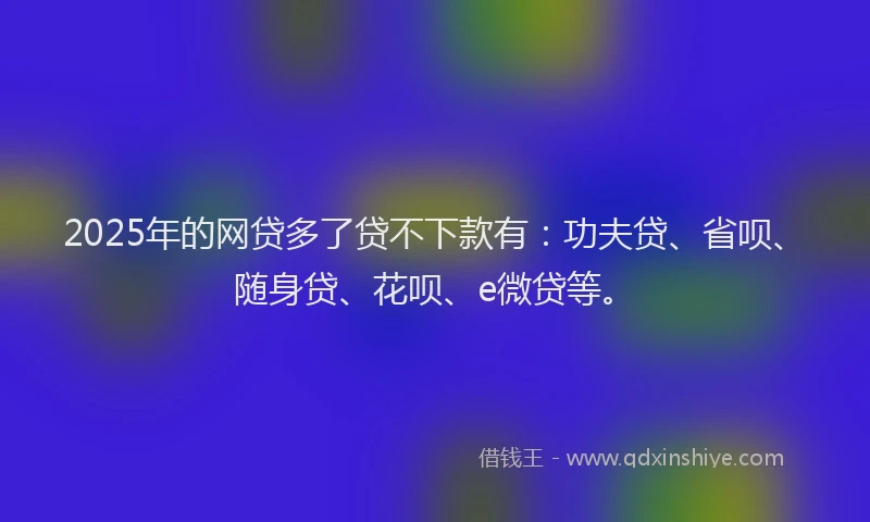 2025年的网贷多了贷不下款有：功夫贷、省呗、随身贷、花呗、e微贷等。