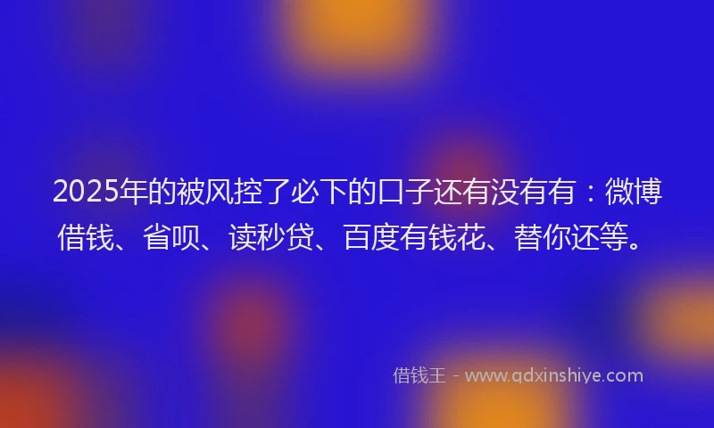 2025年的被风控了必下的口子还有没有有：微博借钱、省呗、读秒贷、百度有钱花、替你还等。