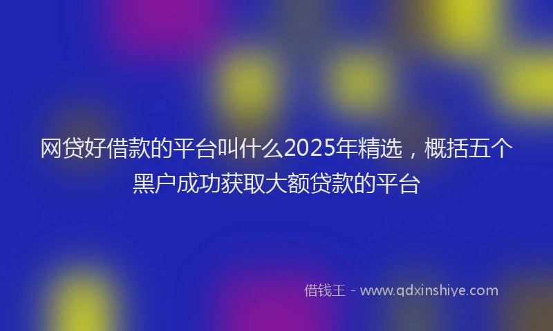 网贷好借款的平台叫什么2025年精选，概括五个黑户成功获取大额贷款的平台