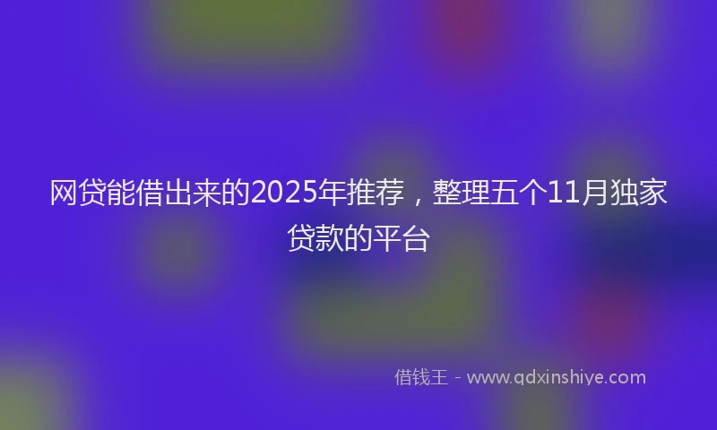 网贷能借出来的2025年推荐，整理五个11月独家贷款的平台