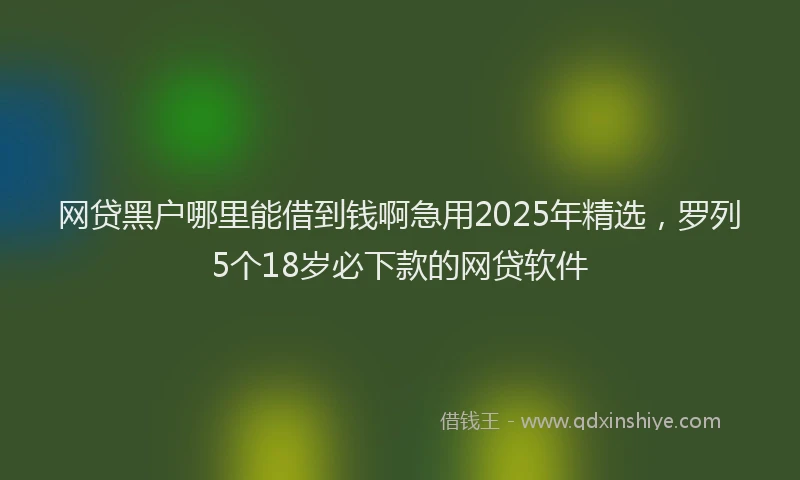 网贷黑户哪里能借到钱啊急用2025年精选，罗列5个18岁必下款的网贷软件