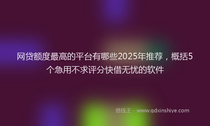 网贷额度最高的平台有哪些2025年推荐，概括5个急用不求评分快借无忧的软件