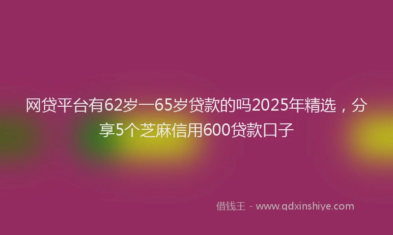 网贷平台有62岁一65岁贷款的吗2025年精选，分享5个芝麻信用600贷款口子