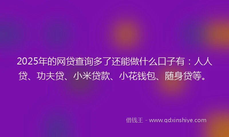 2025年的网贷查询多了还能做什么口子有：人人贷、功夫贷、小米贷款、小花钱包、随身贷等。