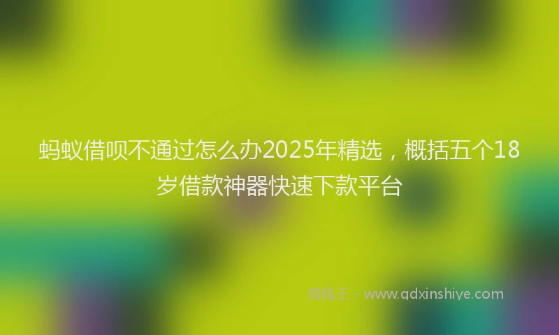 蚂蚁借呗不通过怎么办2025年精选，概括五个18岁借款神器快速下款平台