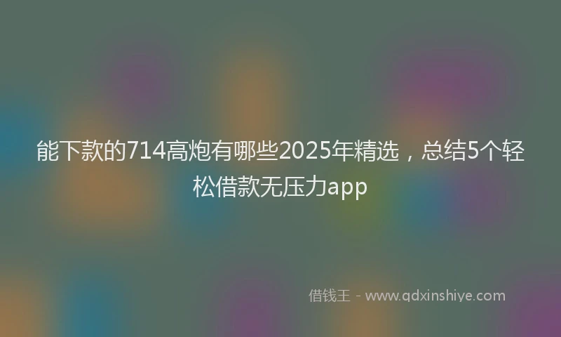 能下款的714高炮有哪些2025年精选，总结5个轻松借款无压力app