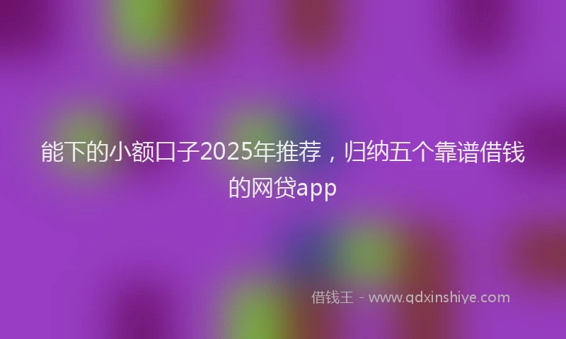 能下的小额口子2025年推荐，归纳五个靠谱借钱的网贷app