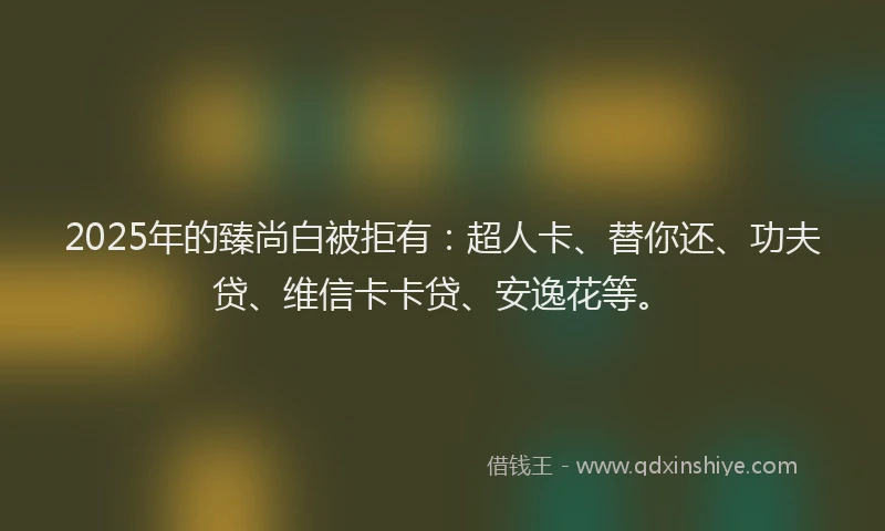 2025年的臻尚白被拒有：超人卡、替你还、功夫贷、维信卡卡贷、安逸花等。