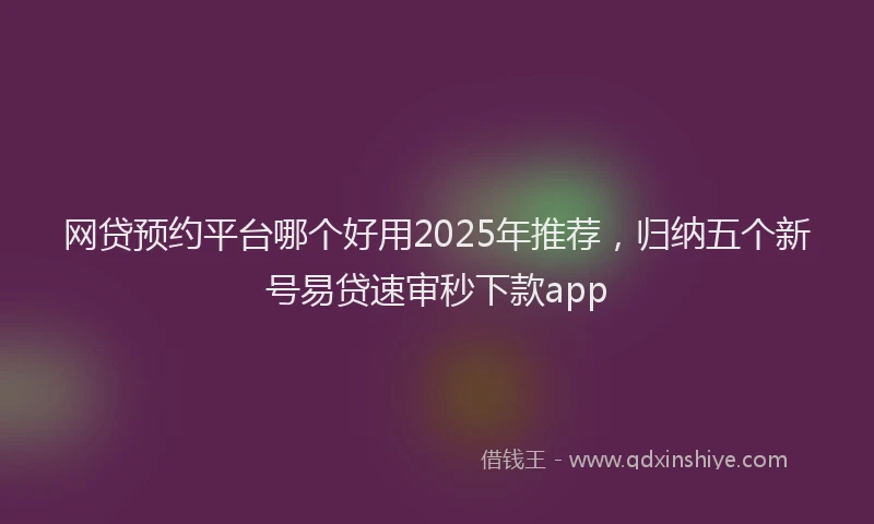 网贷预约平台哪个好用2025年推荐，归纳五个新号易贷速审秒下款app