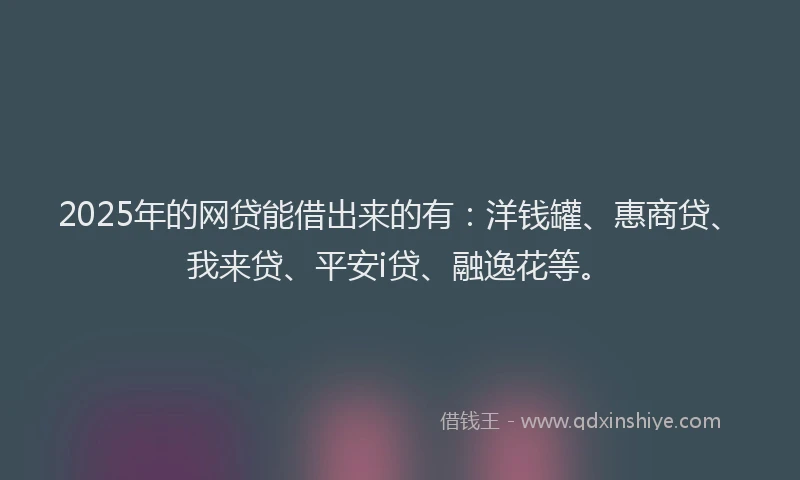 2025年的网贷能借出来的有：洋钱罐、惠商贷、我来贷、平安i贷、融逸花等。