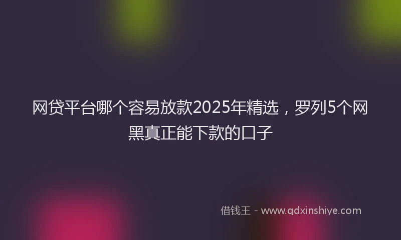 网贷平台哪个容易放款2025年精选，罗列5个网黑真正能下款的口子