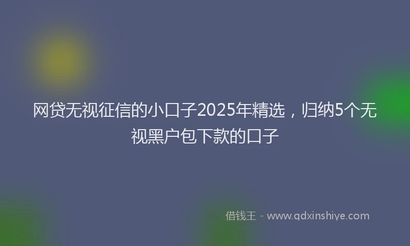 网贷无视征信的小口子2025年精选，归纳5个无视黑户包下款的口子
