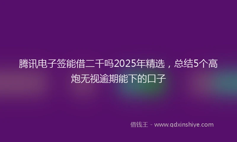 腾讯电子签能借二千吗2025年精选，总结5个高炮无视逾期能下的口子