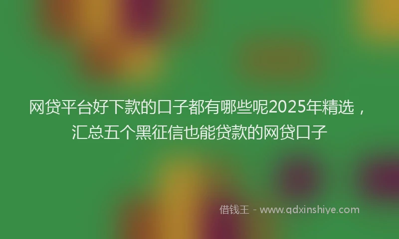 网贷平台好下款的口子都有哪些呢2025年精选，汇总五个黑征信也能贷款的网贷口子