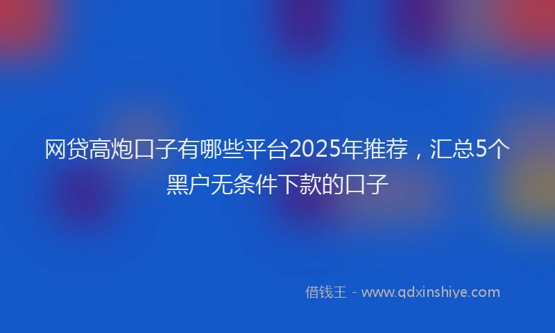 网贷高炮口子有哪些平台2025年推荐，汇总5个黑户无条件下款的口子