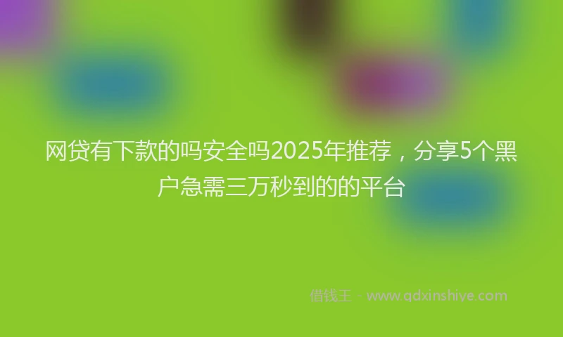 网贷有下款的吗安全吗2025年推荐，分享5个黑户急需三万秒到的的平台
