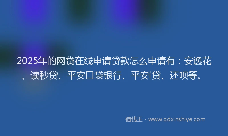2025年的网贷在线申请贷款怎么申请有：安逸花、读秒贷、平安口袋银行、平安i贷、还呗等。