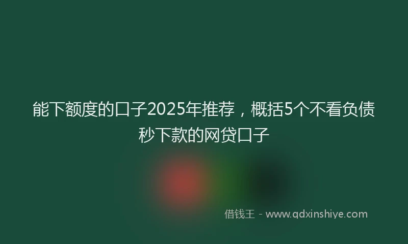 能下额度的口子2025年推荐，概括5个不看负债秒下款的网贷口子