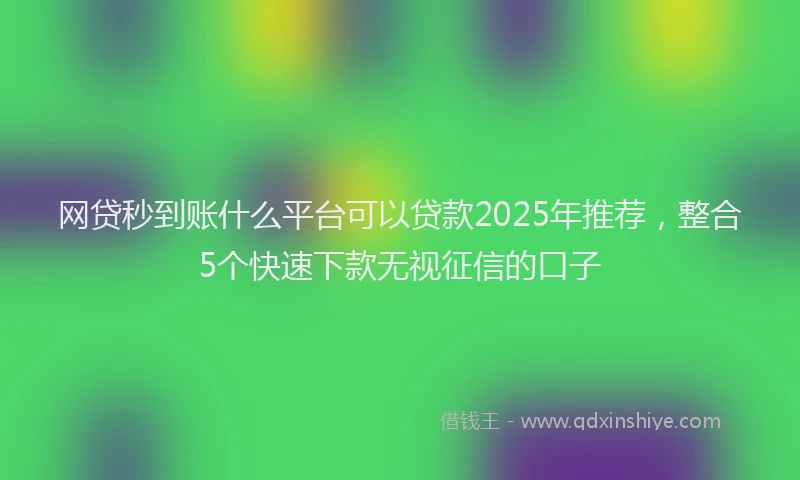 网贷秒到账什么平台可以贷款2025年推荐，整合5个快速下款无视征信的口子