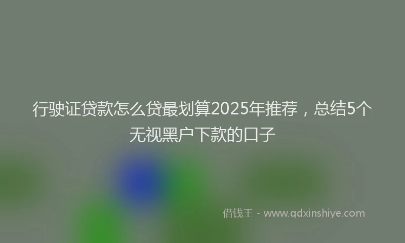 行驶证贷款怎么贷最划算2025年推荐，总结5个无视黑户下款的口子