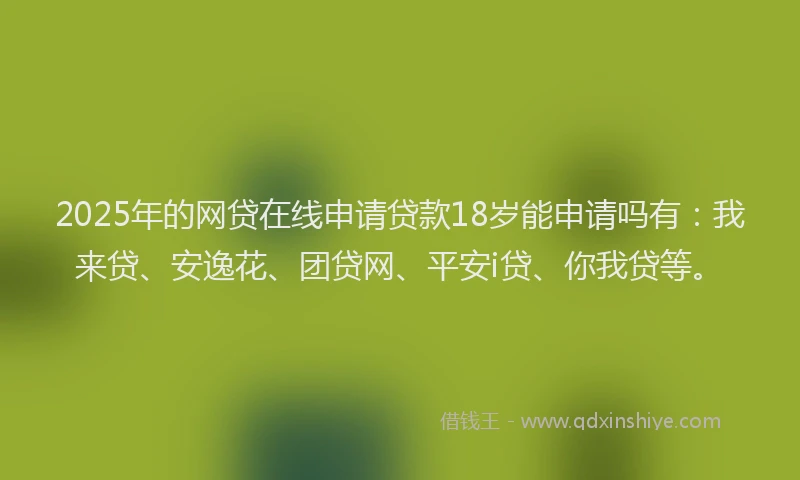 2025年的网贷在线申请贷款18岁能申请吗有：我来贷、安逸花、团贷网、平安i贷、你我贷等。