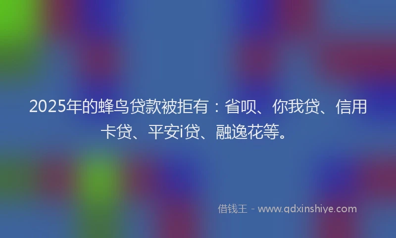2025年的蜂鸟贷款被拒有：省呗、你我贷、信用卡贷、平安i贷、融逸花等。