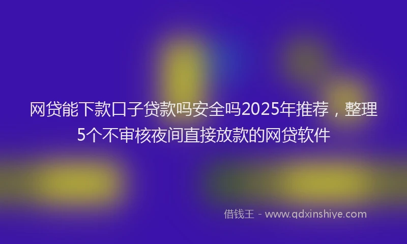 网贷能下款口子贷款吗安全吗2025年推荐，整理5个不审核夜间直接放款的网贷软件