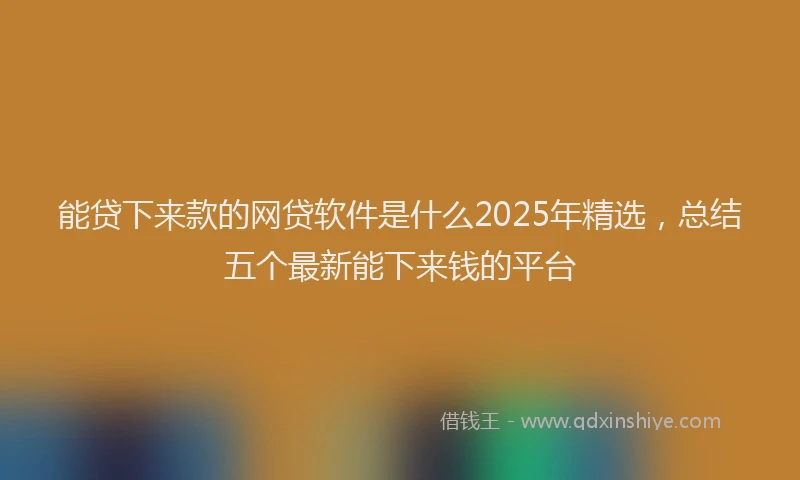 能贷下来款的网贷软件是什么2025年精选，总结五个最新能下来钱的平台