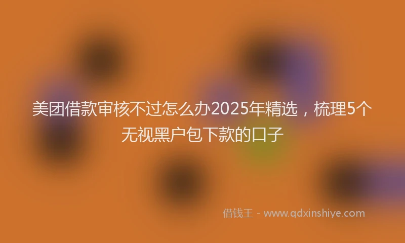美团借款审核不过怎么办2025年精选，梳理5个无视黑户包下款的口子