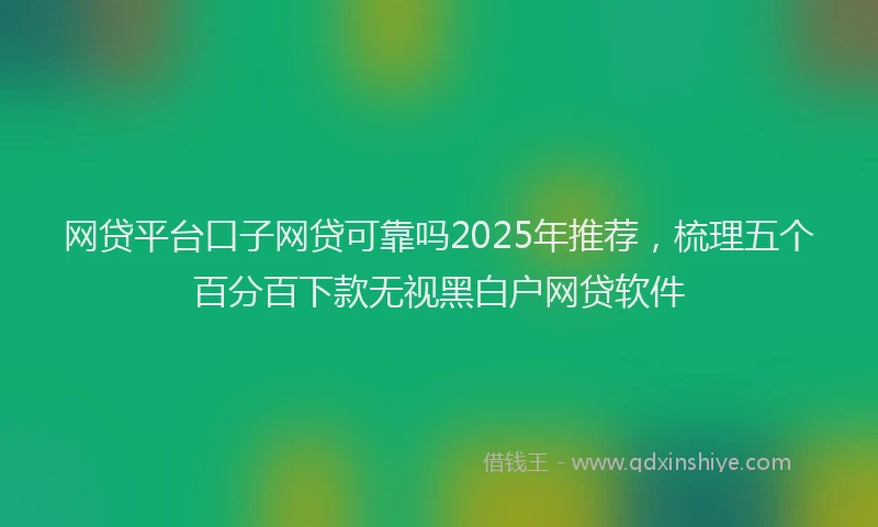 网贷平台口子网贷可靠吗2025年推荐，梳理五个百分百下款无视黑白户网贷软件