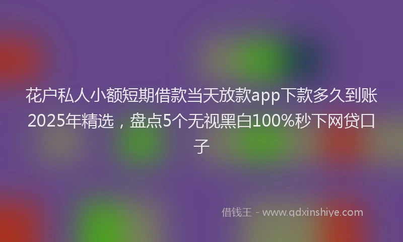 花户私人小额短期借款当天放款app下款多久到账2025年精选，盘点5个无视黑白100%秒下网贷口子