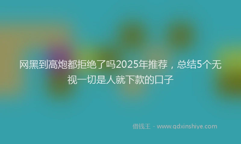 网黑到高炮都拒绝了吗2025年推荐，总结5个无视一切是人就下款的口子