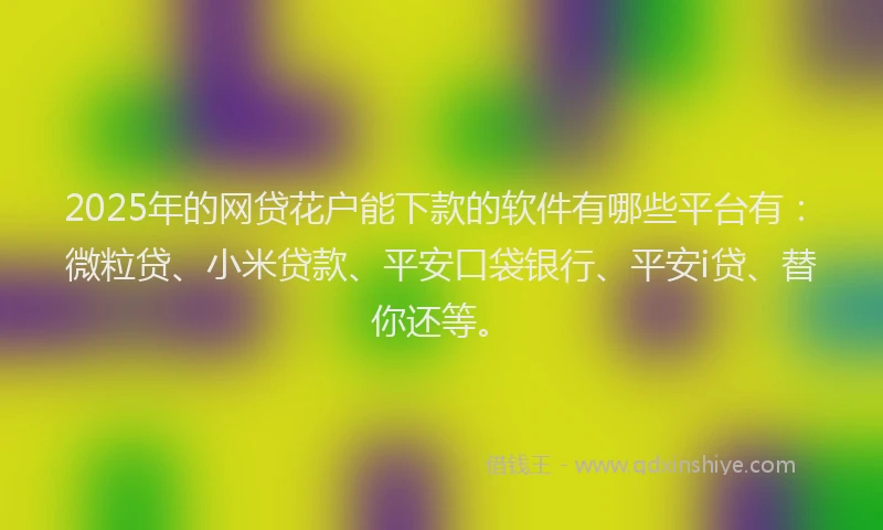 2025年的网贷花户能下款的软件有哪些平台有：微粒贷、小米贷款、平安口袋银行、平安i贷、替你还等。