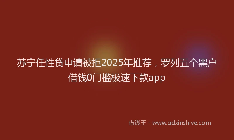 苏宁任性贷申请被拒2025年推荐，罗列五个黑户借钱0门槛极速下款app