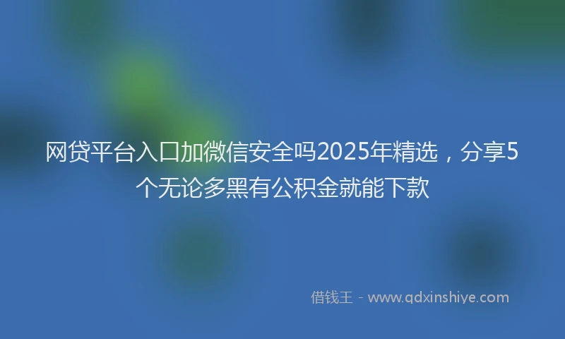网贷平台入口加微信安全吗2025年精选，分享5个无论多黑有公积金就能下款