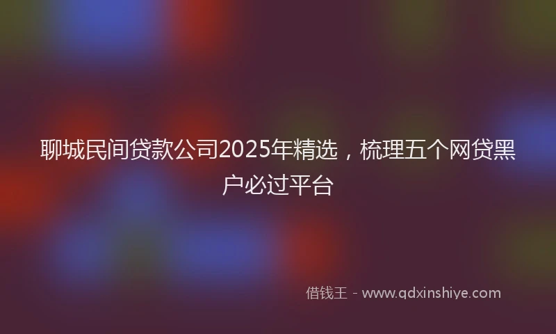 聊城民间贷款公司2025年精选，梳理五个网贷黑户必过平台
