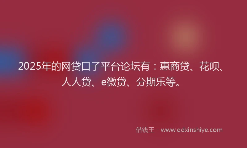 2025年的网贷口子平台论坛有：惠商贷、花呗、人人贷、e微贷、分期乐等。