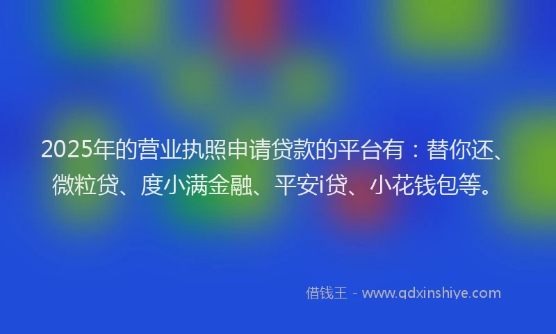 2025年的营业执照申请贷款的平台有：替你还、微粒贷、度小满金融、平安i贷、小花钱包等。
