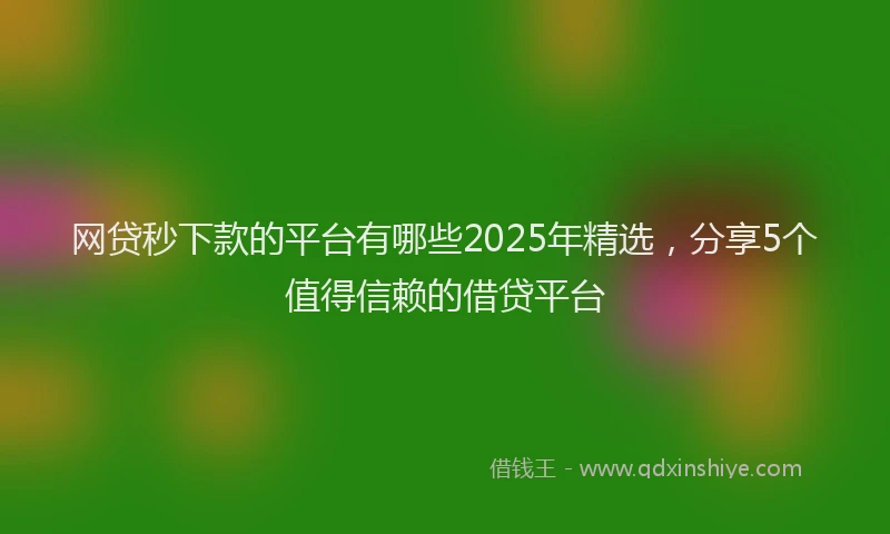 网贷秒下款的平台有哪些2025年精选，分享5个值得信赖的借贷平台