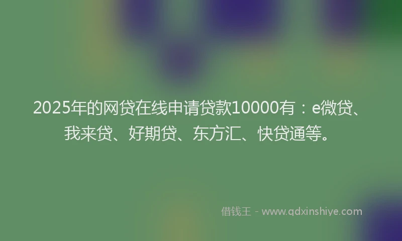 2025年的网贷在线申请贷款10000有：e微贷、我来贷、好期贷、东方汇、快贷通等。