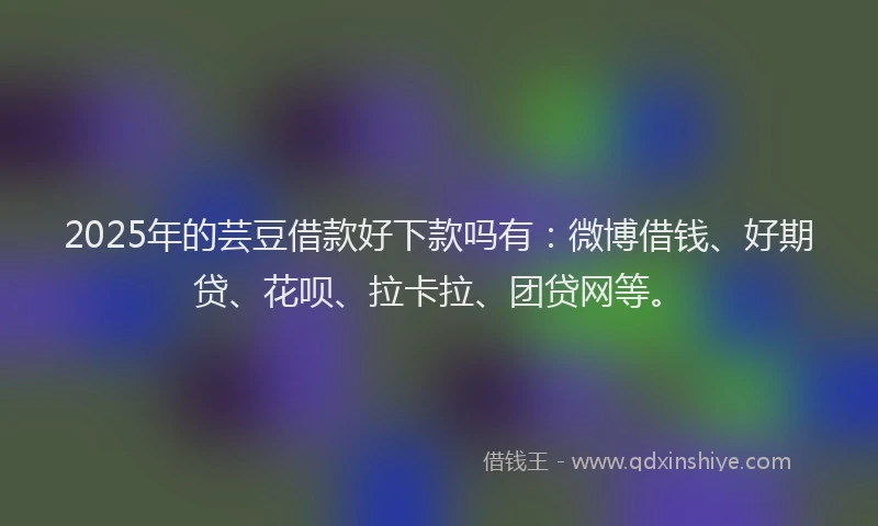 2025年的芸豆借款好下款吗有：微博借钱、好期贷、花呗、拉卡拉、团贷网等。
