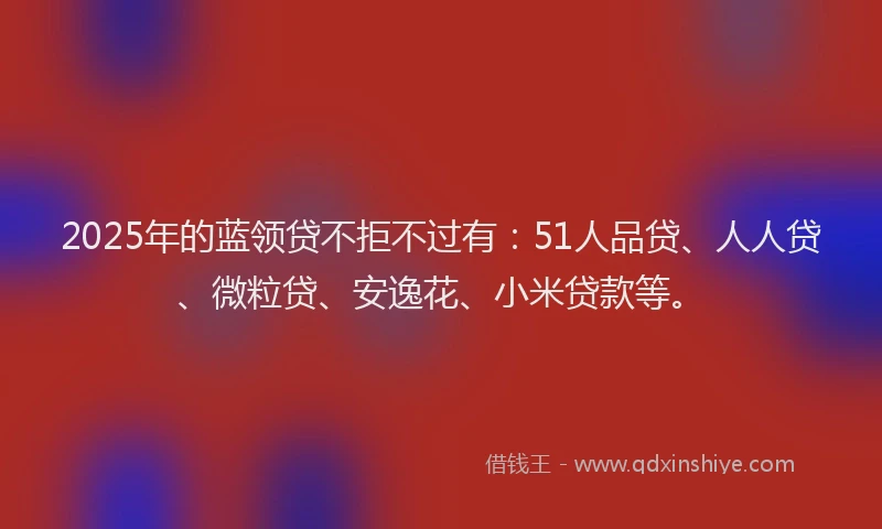 2025年的蓝领贷不拒不过有：51人品贷、人人贷、微粒贷、安逸花、小米贷款等。