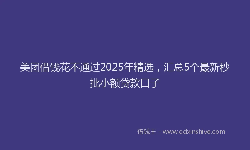 美团借钱花不通过2025年精选，汇总5个最新秒批小额贷款口子