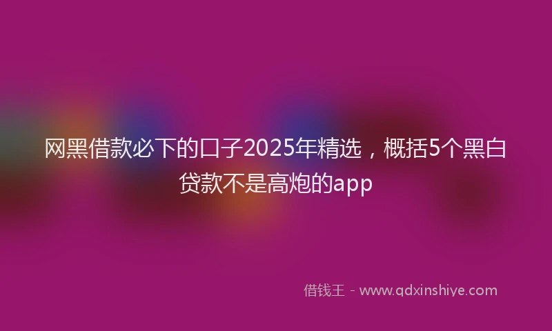 网黑借款必下的口子2025年精选，概括5个黑白贷款不是高炮的app