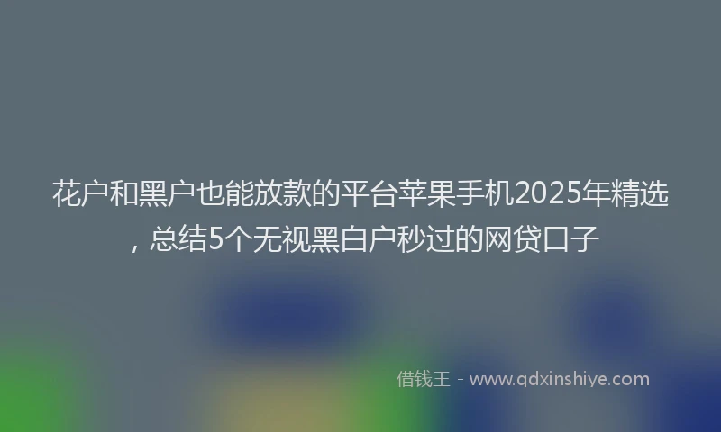 花户和黑户也能放款的平台苹果手机2025年精选，总结5个无视黑白户秒过的网贷口子