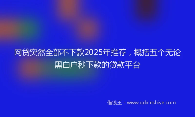 网贷突然全部不下款2025年推荐，概括五个无论黑白户秒下款的贷款平台